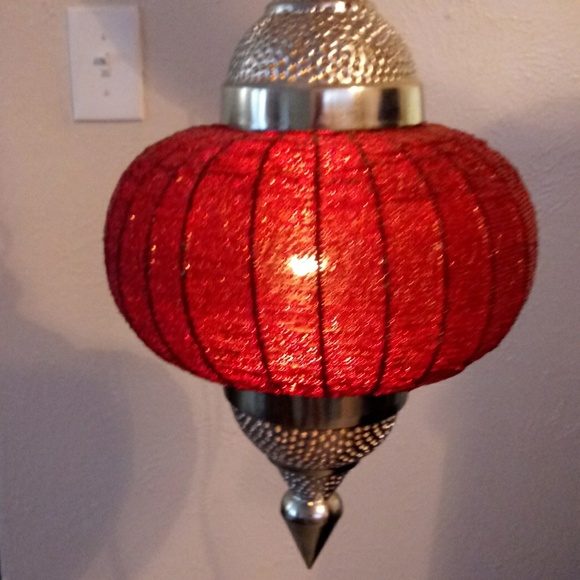 2 beautiful moracan beaded hanging lamps